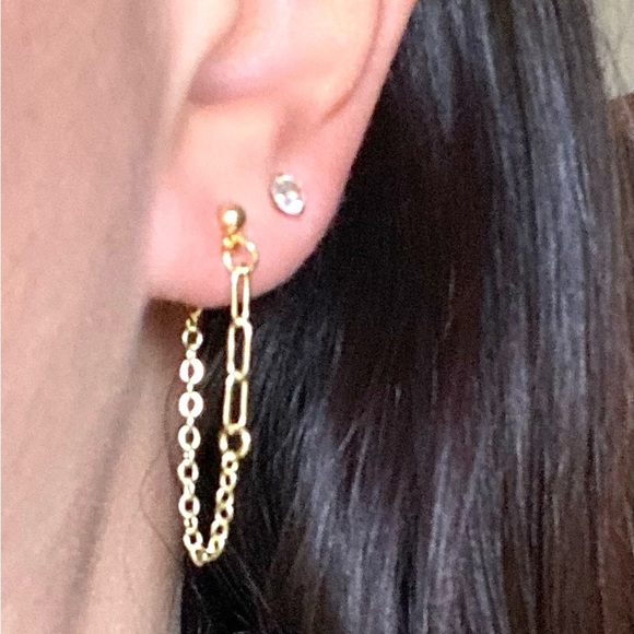 ✨Handmade/Hand crafted 18K Gold Plated Brass Drop Chain Earrings - Picture 3 of 6
